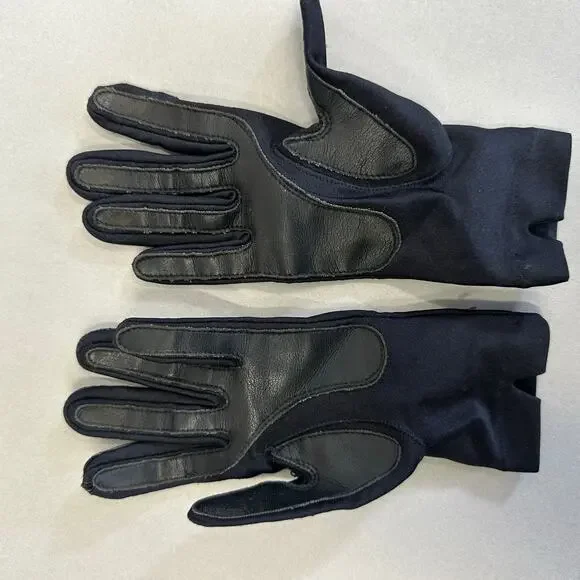Vintage 80s Isotoner black nylon‎ Stretchy driving liner gloves one size - Picture 5 of 11